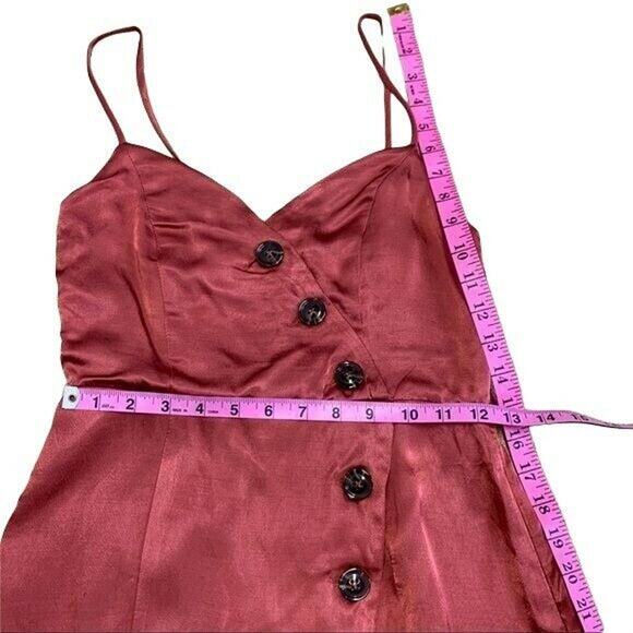 Pacsun LA Hearts copper satin asymmetrical button wrap romper coral jumpsuit XS - Picture 10 of 13